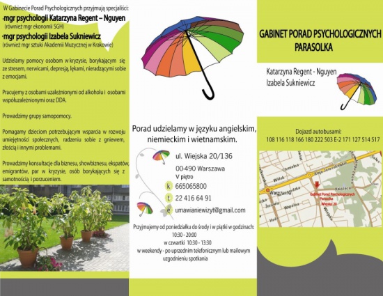 Gabinet Porad Psychologicznych Parasolka Warszawa Śródmieście