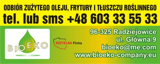 ODBIÓR ZUŻYTEGO OLEJU, FRYTURY I TŁUSZCZU ROŚLINNEGO