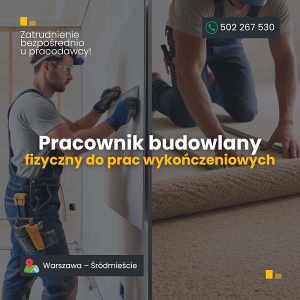 🔨 Pracownik budowlany / pracownik do prac wykończeniowych (m/k)