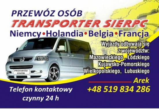 Przewóz Osób, Holandia, Belgia, Niemcy, Sierpc, Płock. Włocławek,