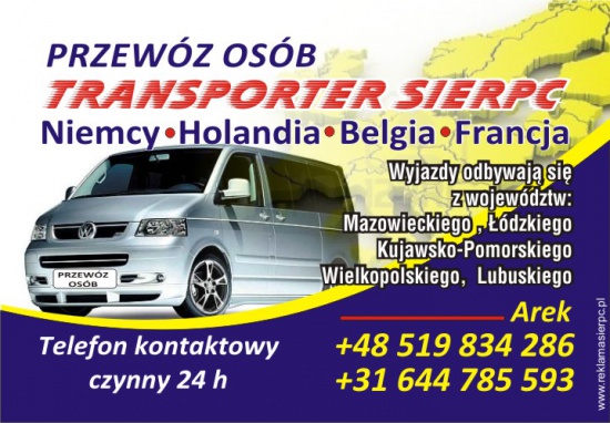 Przewóz osób, Sierpc, Busy, Holandia, Belgia, Niemcy, Transport