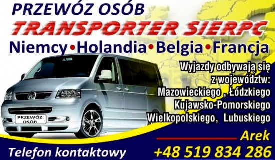 Przewóz Osób, Sierpc, Holandia, Belgia, Niemcy, Busy do Holandii
