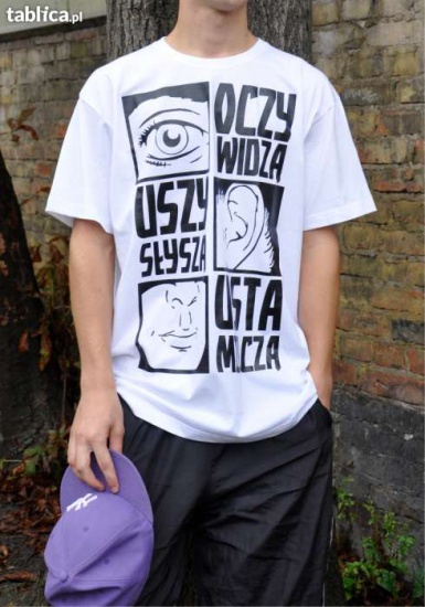 Koszulka "Be Happy" XL biała, t-shirt